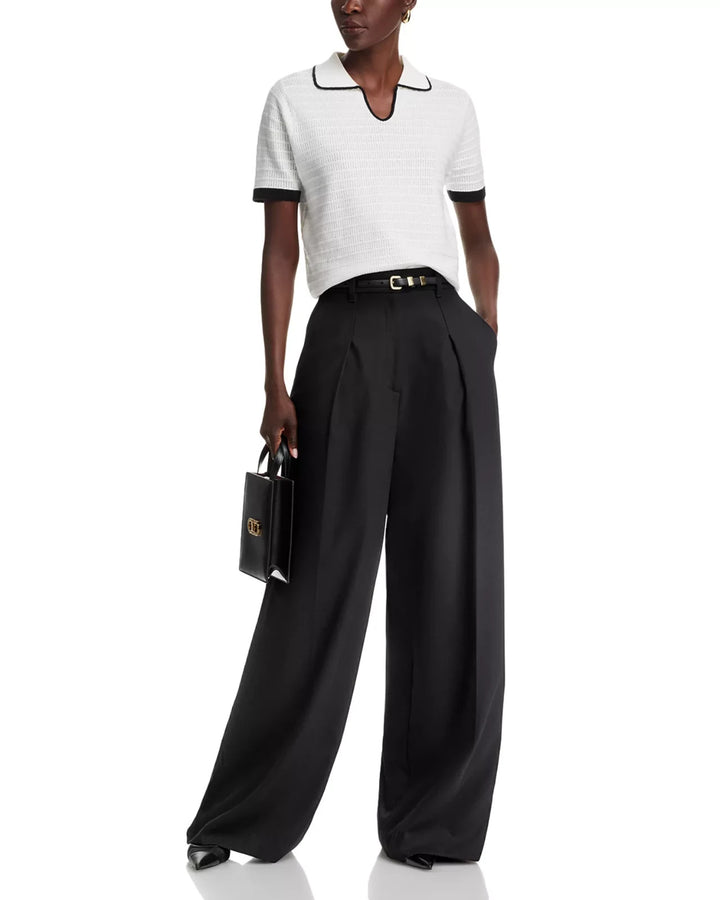 Vila MIlano Tipped Rib Knit Polo Sweater MSRP $128