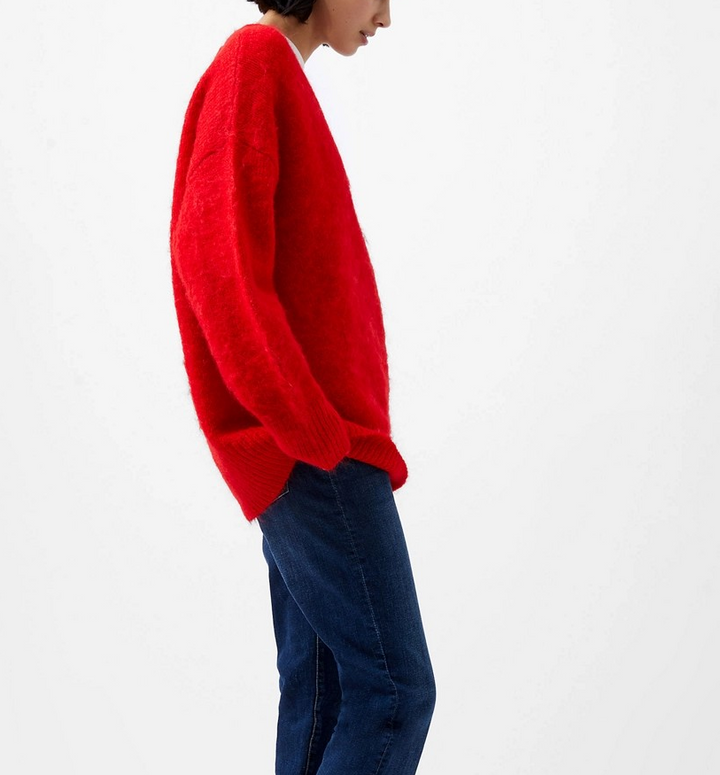 French Connection Women's Fluffy-Knit V-Neck Sweater MSRP $138