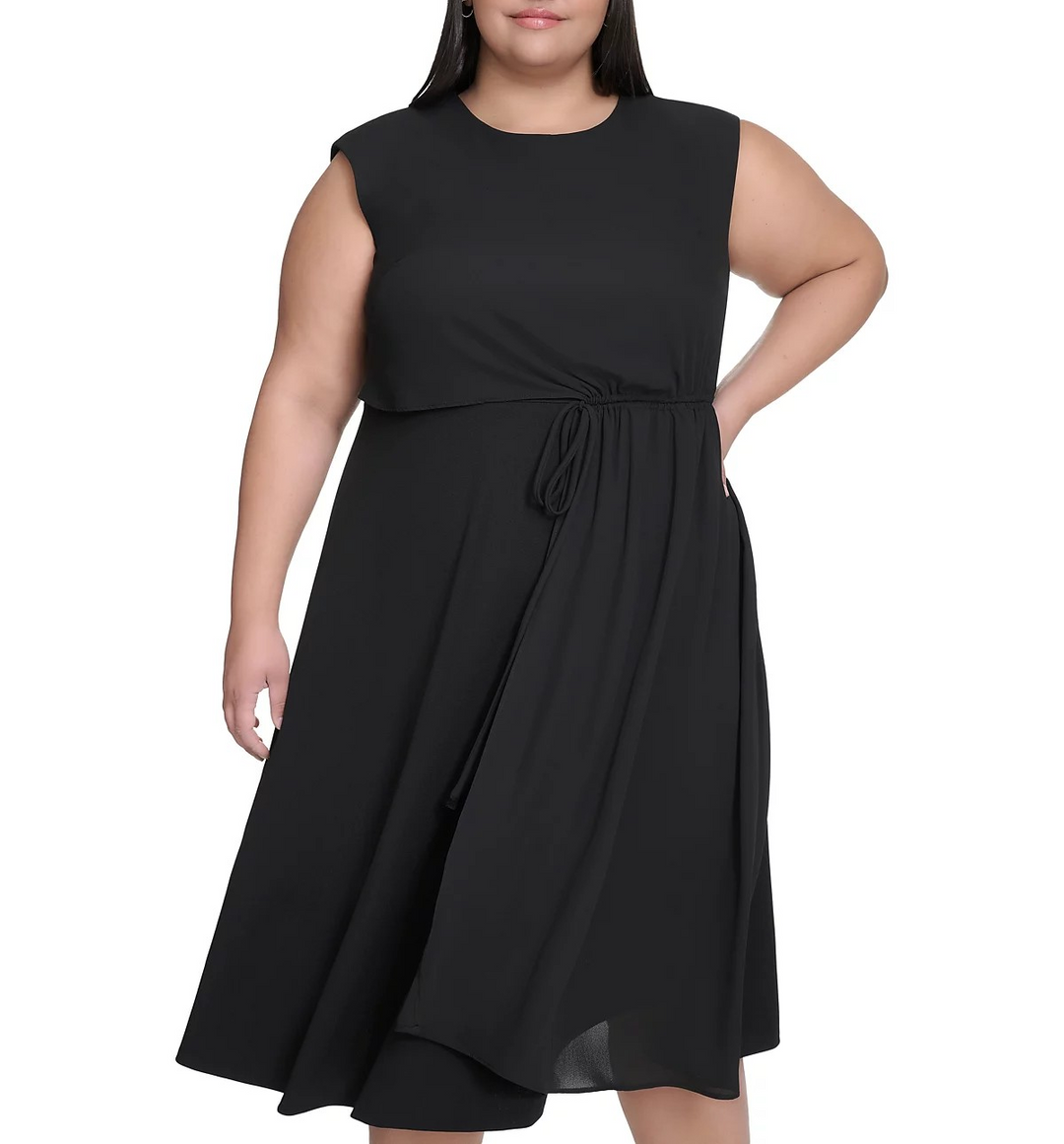 DKNY Plus Size Jewel-Neck Sleeveless Midi Dress MSRP $144