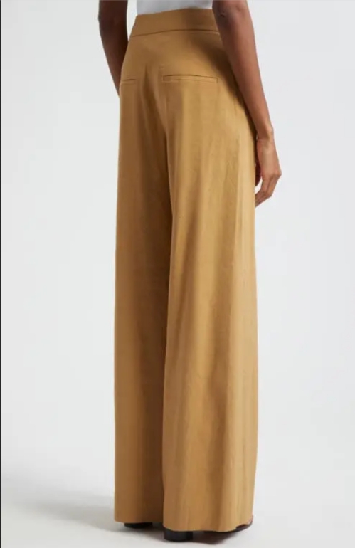 Veronica Beard Jodie Pleat Linen Blend Wide Leg Pants MSRP $548
