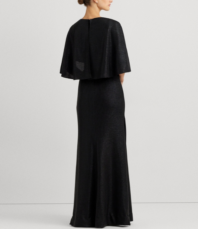 Lauren Ralph Lauren Twist-Front Cape-Overlay Gown MSRP $295