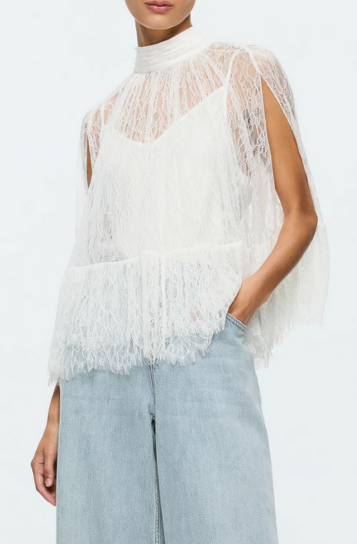 Alice and Olivia Zenon Lace Cape Top with Cami Lining MSRP $495