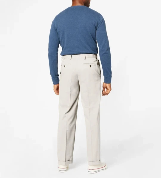 Dockers® Relaxed Fit Comfort Stretch Pleated Cuffed Khaki Pants MSRP $58