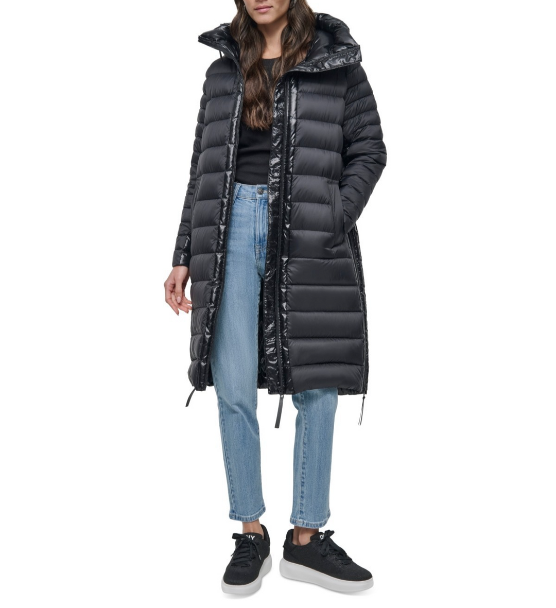 DKNY Jeans Women's Down Quilted Hooded Puffer Coat MSRP $229