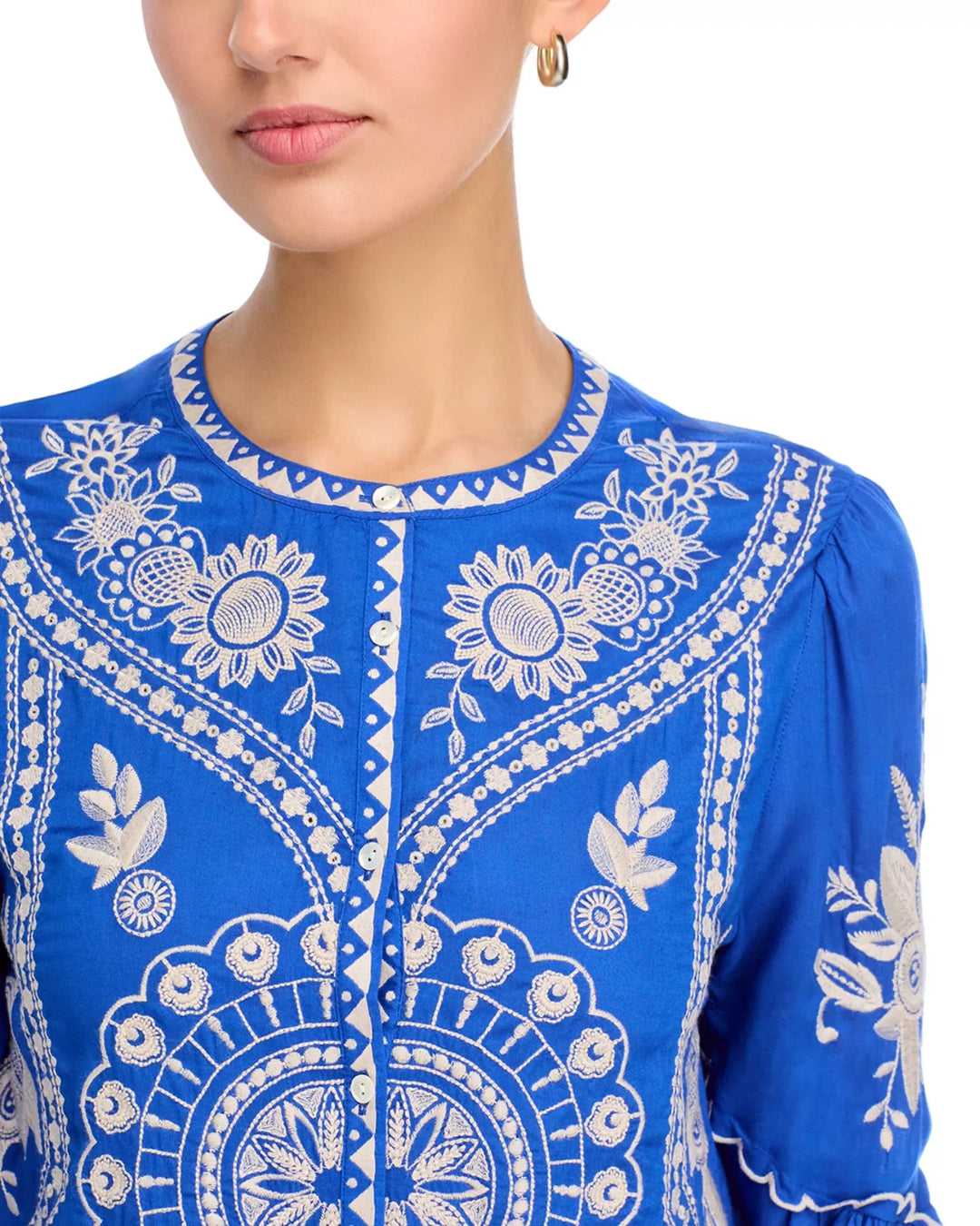 Johnny Was Scallop Sleeve Blouse MSRP $348