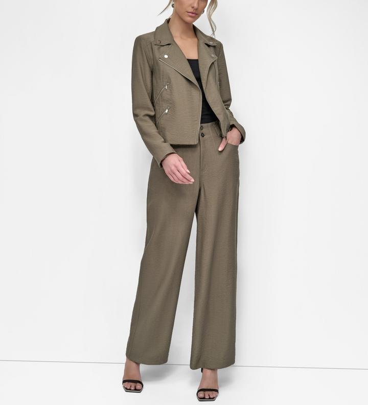 DKNY Women's Zipper Detailed Crinkle Jacket MSRP $139