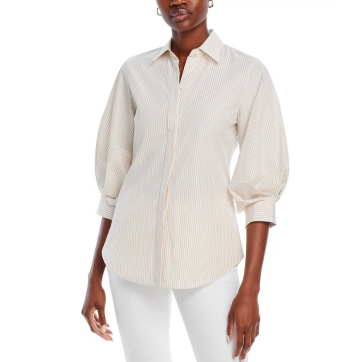 Lafayette 148 New York Balloon Sleeve Slim Blouse MSRP $598