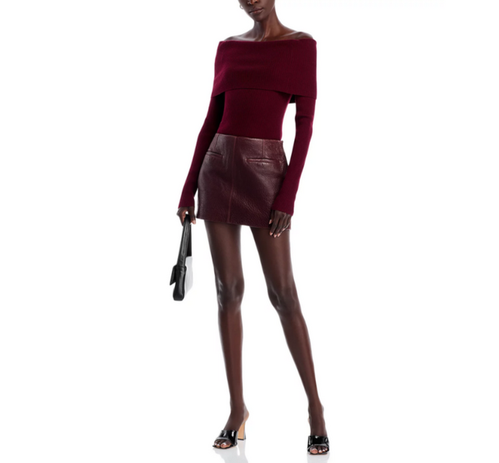 A.L.C. Cowan Micro Leather Mini Skirt MSRP $495