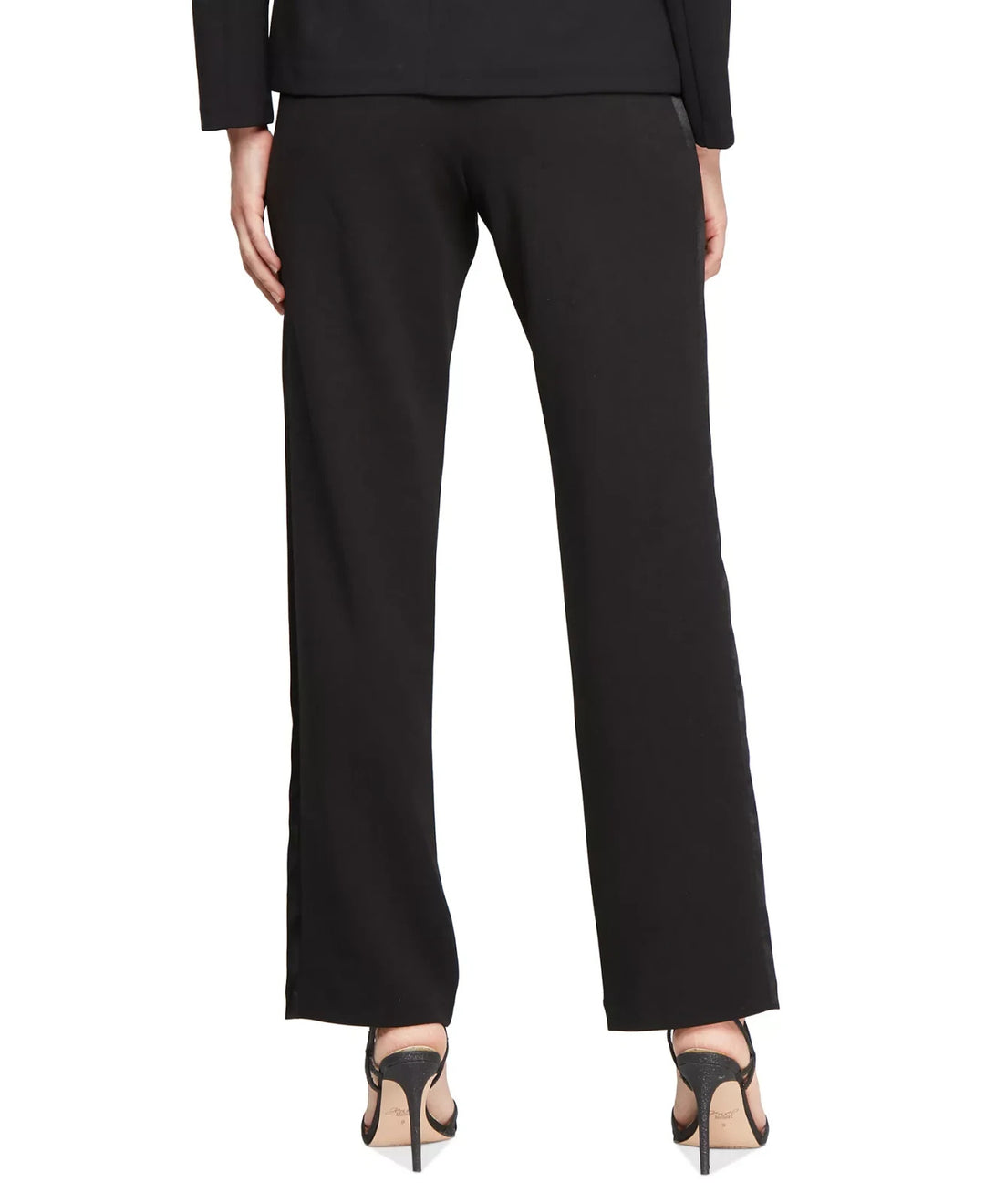 Alex Evenings Petite Satin Tuxedo-Stripe Pants MSRP $109