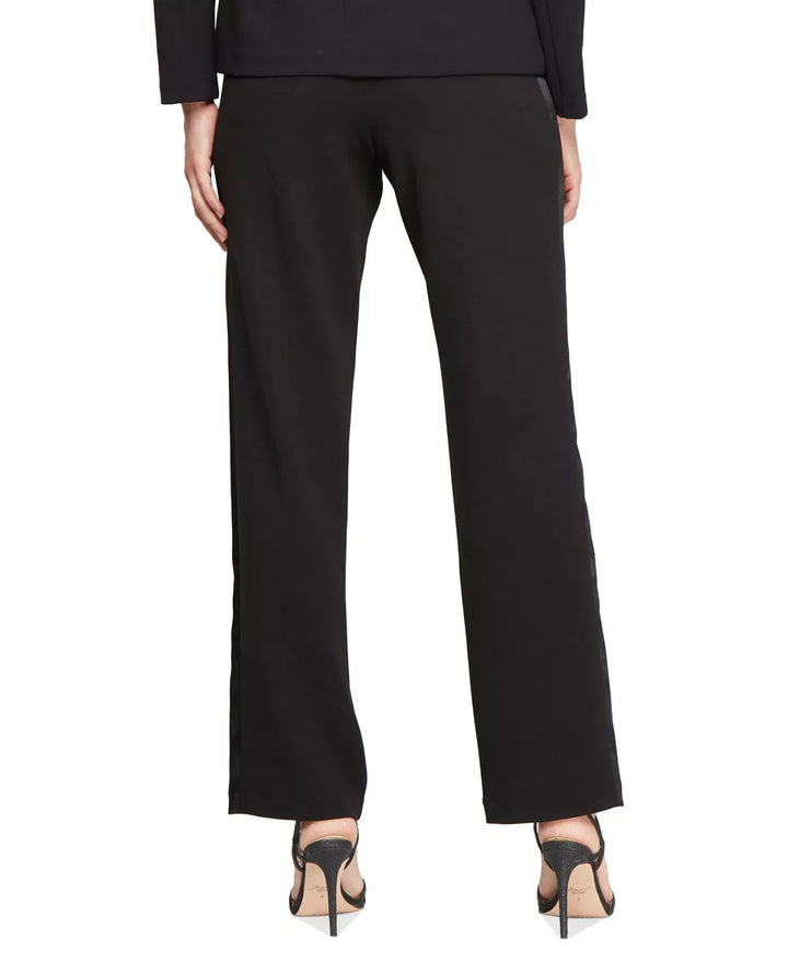 Alex Evenings Petite Satin Tuxedo-Stripe Pants MSRP $109