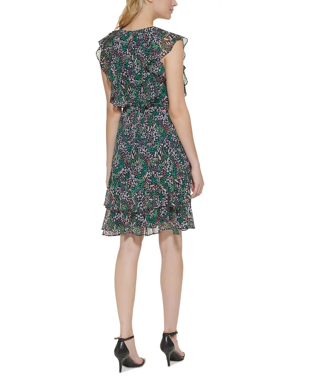 Tommy Hilfiger Ruffled Floral Print Fit & Flare Dress MSRP $129
