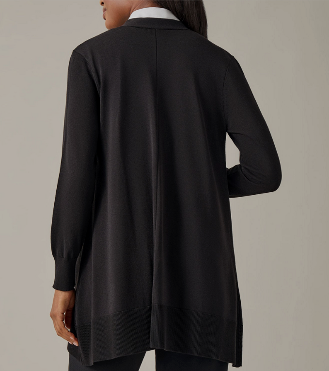 Kasper Asymmetrical-Hem Open-Front Cardigan MSRP $89