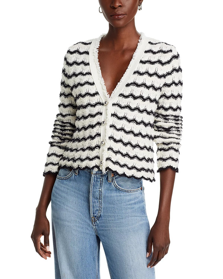 Derek Lam 10 Crosby Noe Chevron Striped Cardigan Sweater MSRP $450