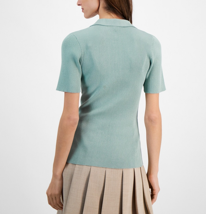 Tahari ASL Rib-Knit Polo Top MSRP $69 Size XS # 4B 1507