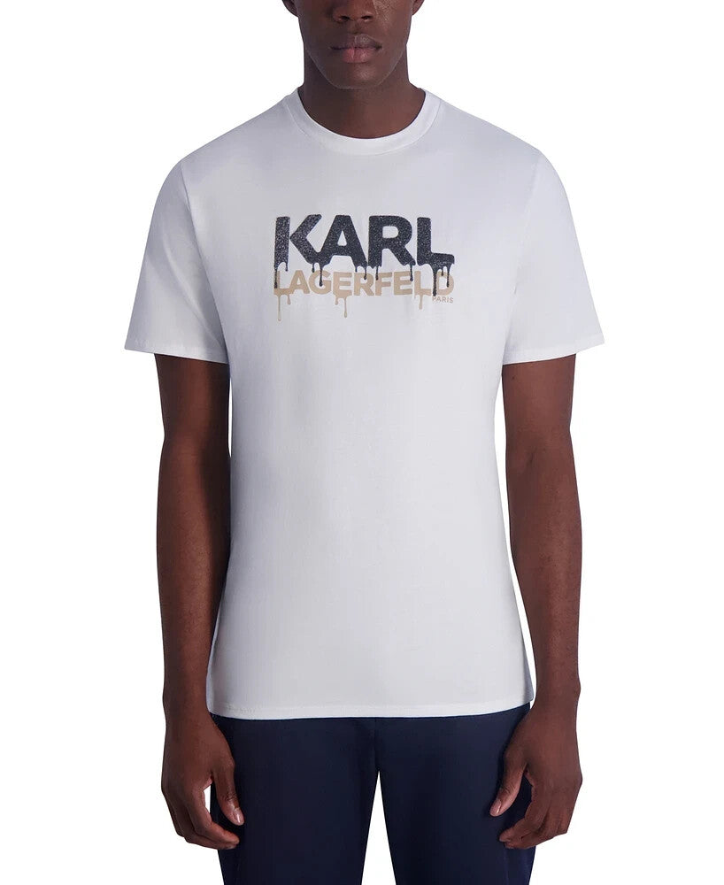KARL LAGERFELD PARIS Men's Drip Logo Graphic T-Shirt MSRP $59