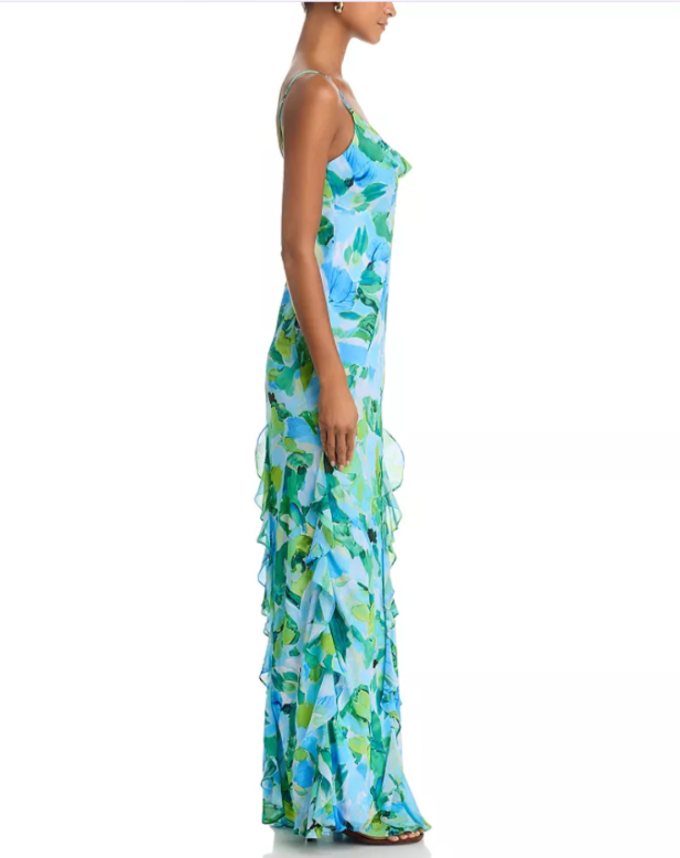 AQUA Abstract Print Gown MSRP $268