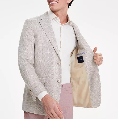 Tommy Hilfiger Men's Modern-Fit Windowpane Sport Coat MSRP $295
