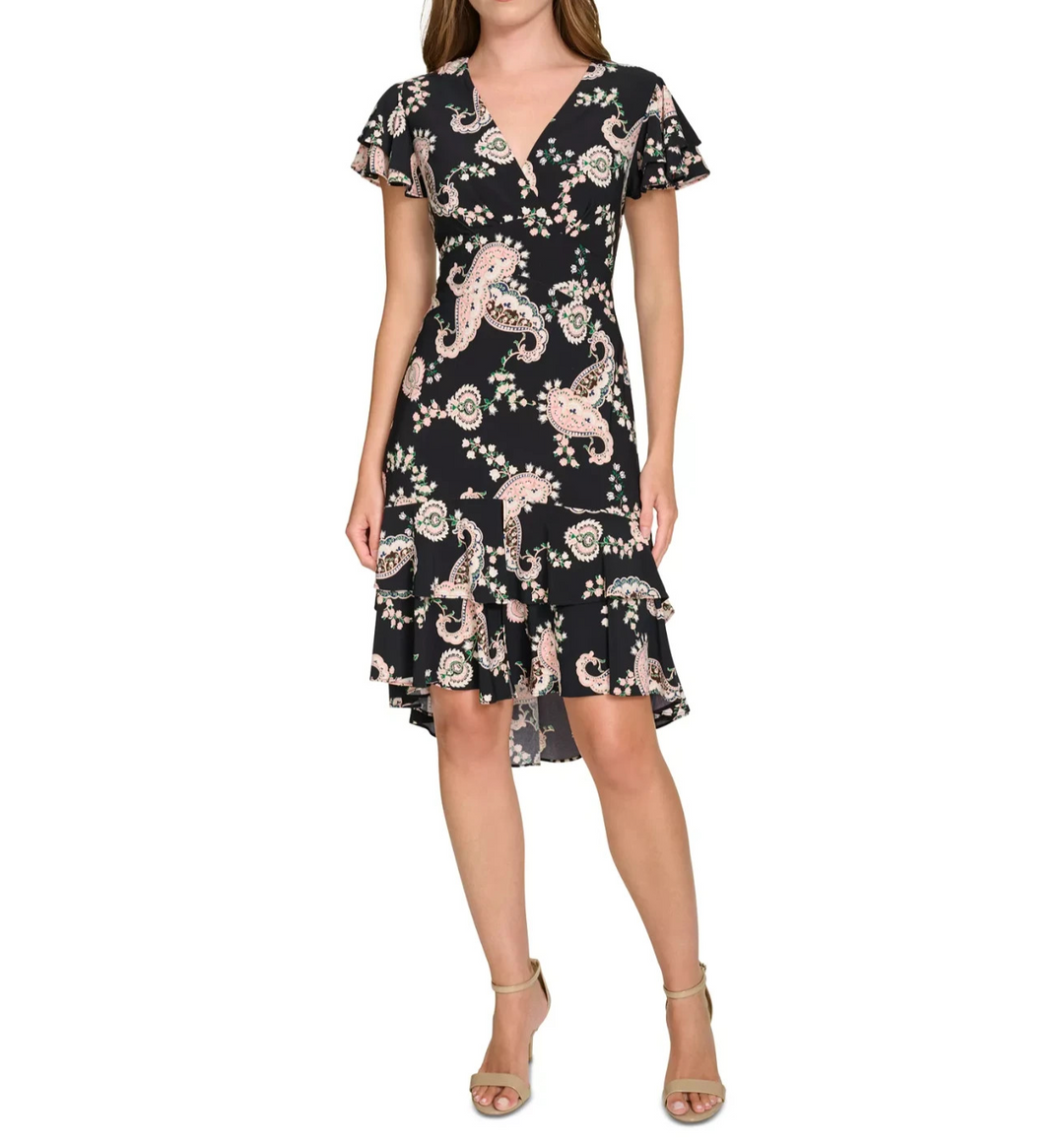 tommy hilfiger fit and flare dress Interlock Knit Midi Fit And Flare Dress | Black