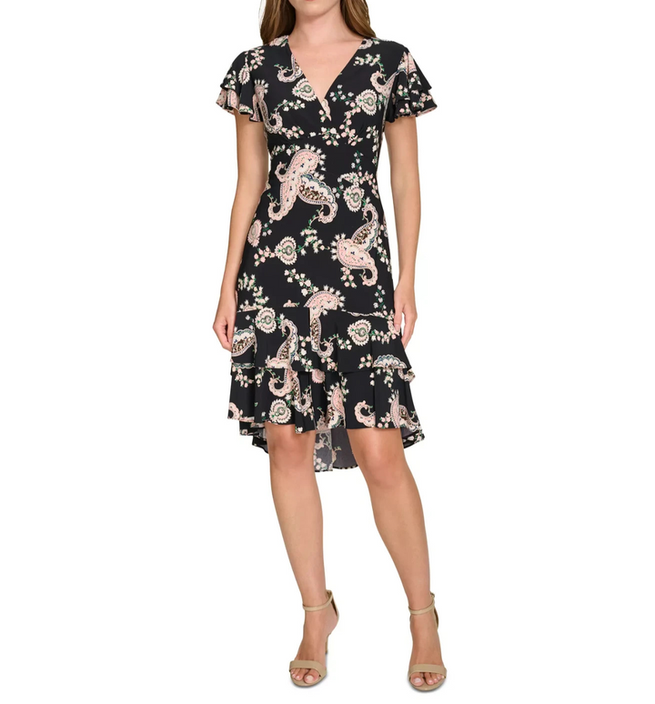 Tommy Hilfiger Paisley-Print Flutter-Sleeve Fit & Flare Dress MSRP $119