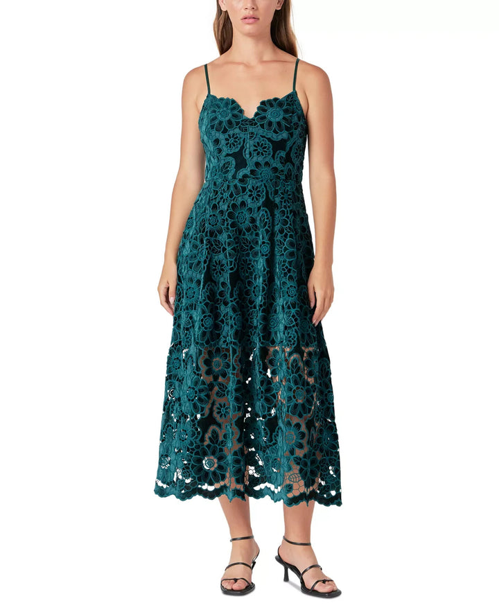 Endless Rose Women's Velvet Lace MIDI Dress MSRP $230