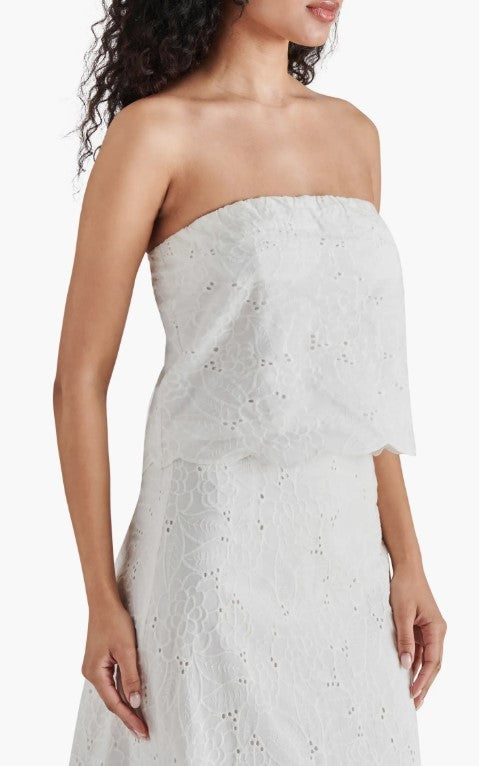 Steve Madden Amalia Strapless Cotton Eyelet Top MSRP $59