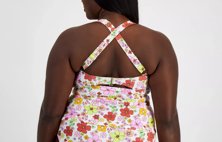 Salt + Cove Plus Trendy Plus Size Floral-Print Tankini Top MSRP $29.99