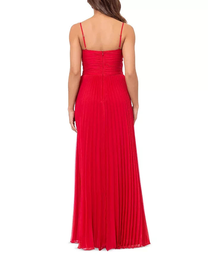 AQUA Pleated Chiffon Gown MSRP $278