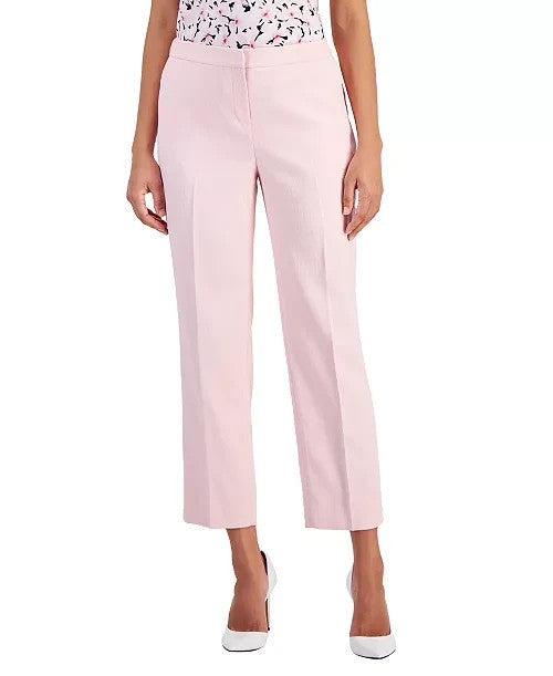 Kasper Textured Straight-Leg Elastic-Waist Ankle Pants MSRP $89