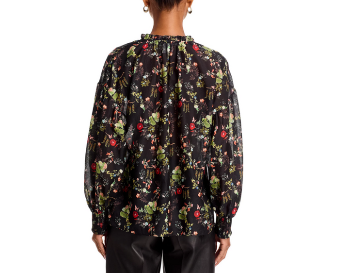Alice and Olivia Julius Smocked Cuff Blouse MSRP $375