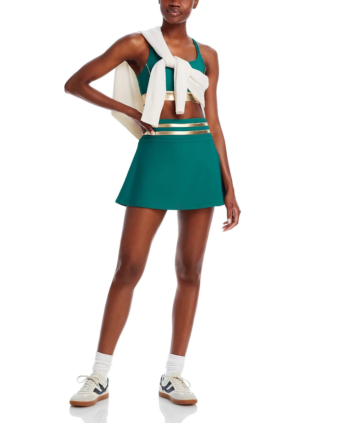 AQUA Athletic x Venus Williams Metallic Striped Waistband Flared Skort MSRP $78