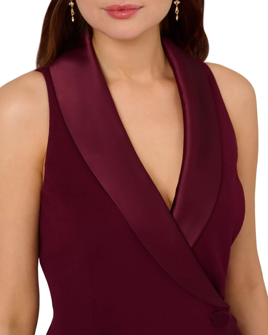 Adrianna Papell Women's Halter Tuxedo Crepe Dress MSRP $169