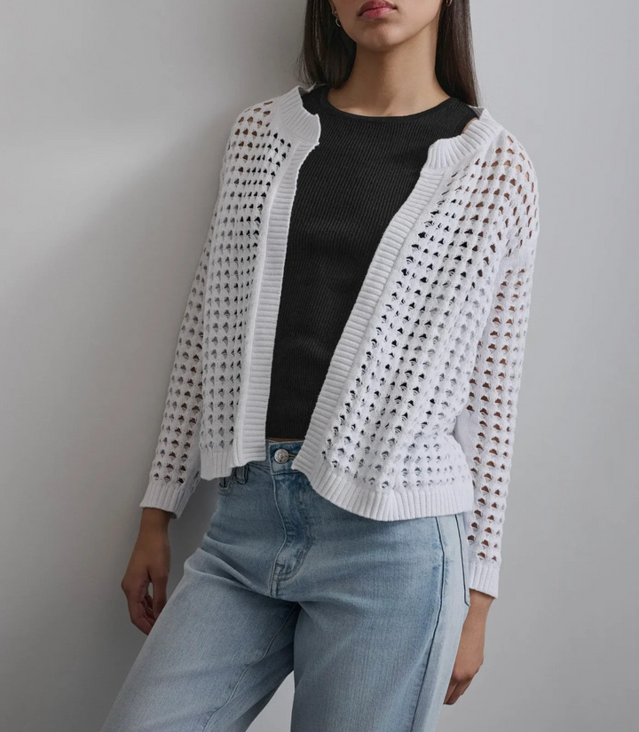 DKNY Jeans Women's Open-Stitch Drop-Shoulder Cardigan Sweater MSRP $69