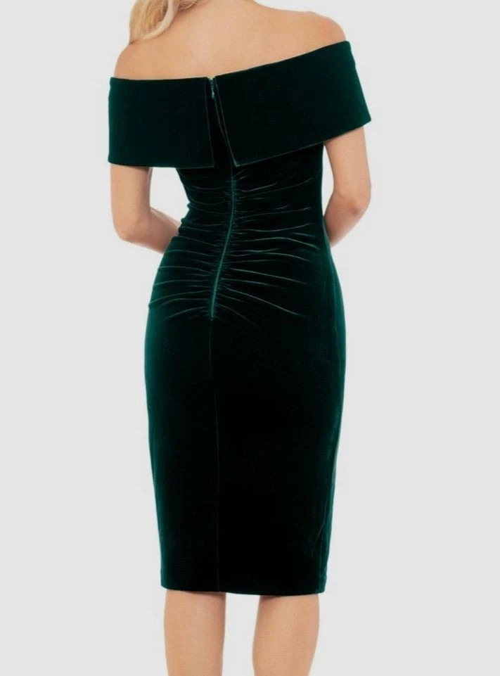 XSCAPE Women's Velvet Off-The-Shoulder Midi Dress MSRP $149