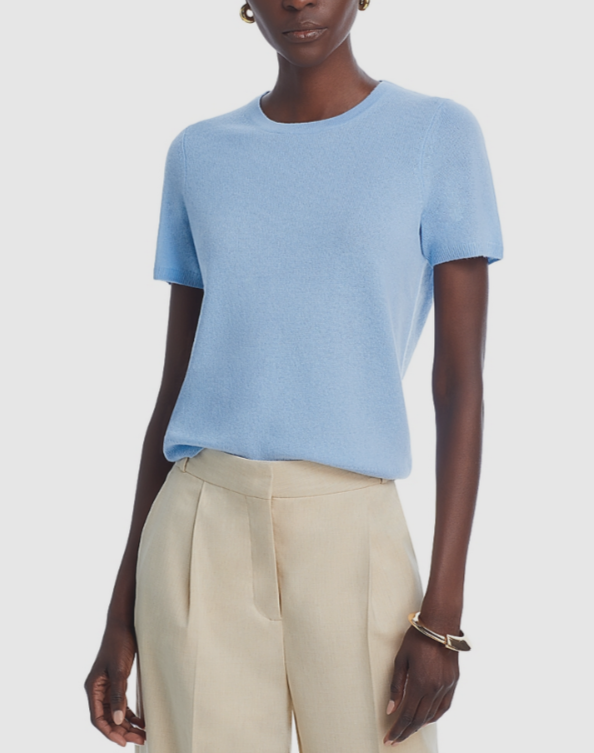 C by Cashmere Short Sleeve Crewneck Sweater MSRP $148 Bl