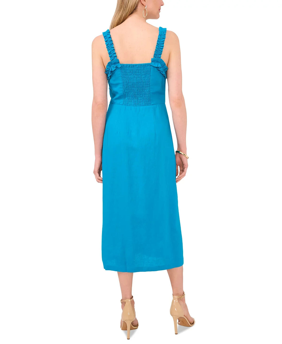 1.STATE Ruffled Square-Neck Sleeveless Midi Dress MSRP $99