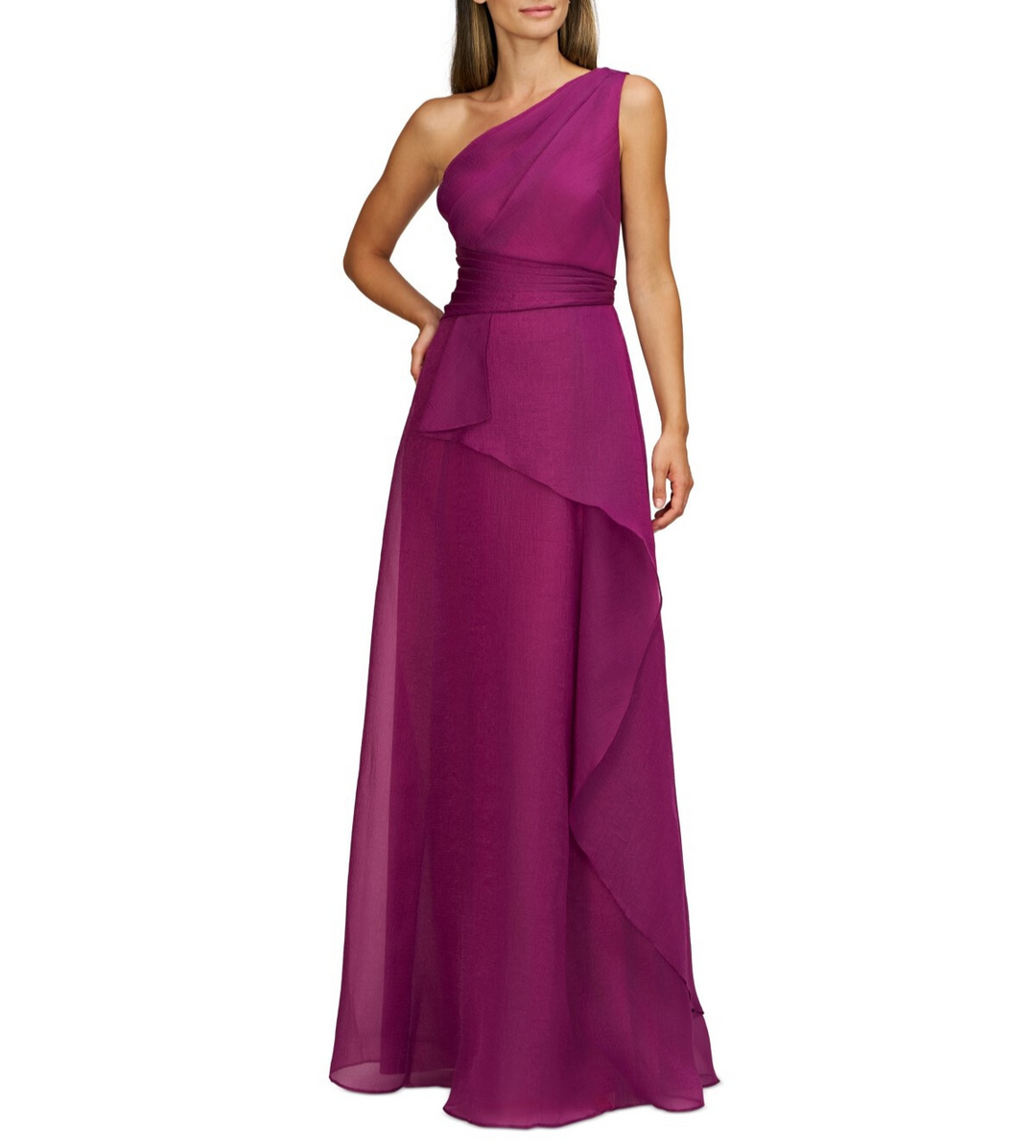 JS Collections Seraphina Organza One-Shoulder Evening Gown MSRP $298