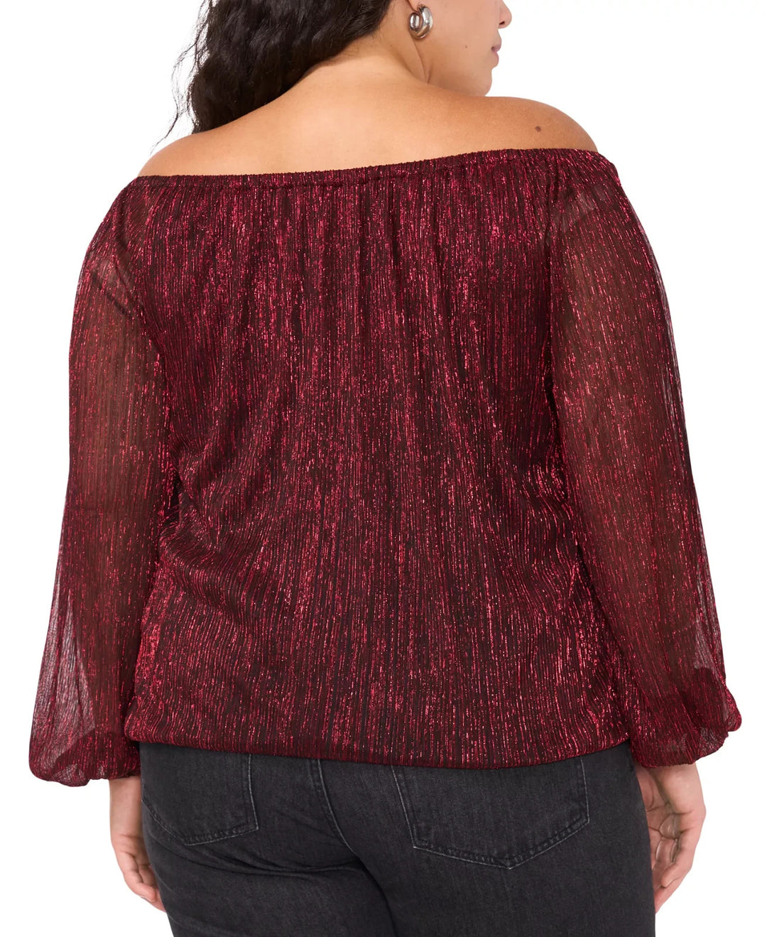 Vince Camuto Plus Size Metallic Off-The-Shoulder Tie-Front Bouse MSRP $89