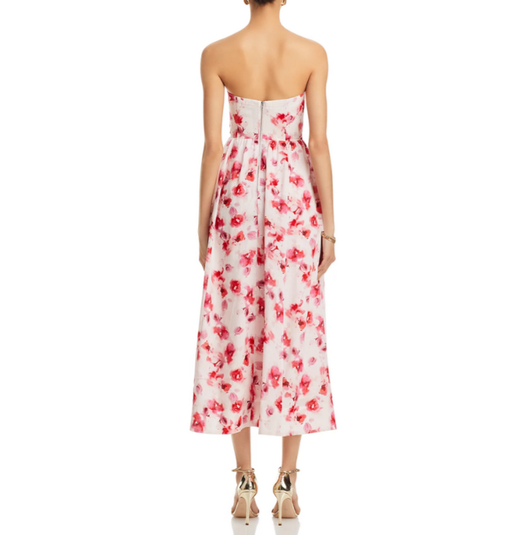 Bardot Lola Corset Floral Print Midi Dress MSRP $169