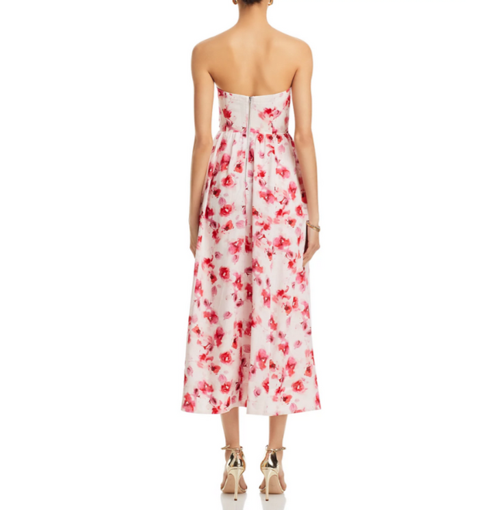 Bardot Lola Corset Floral Print Midi Dress MSRP $169