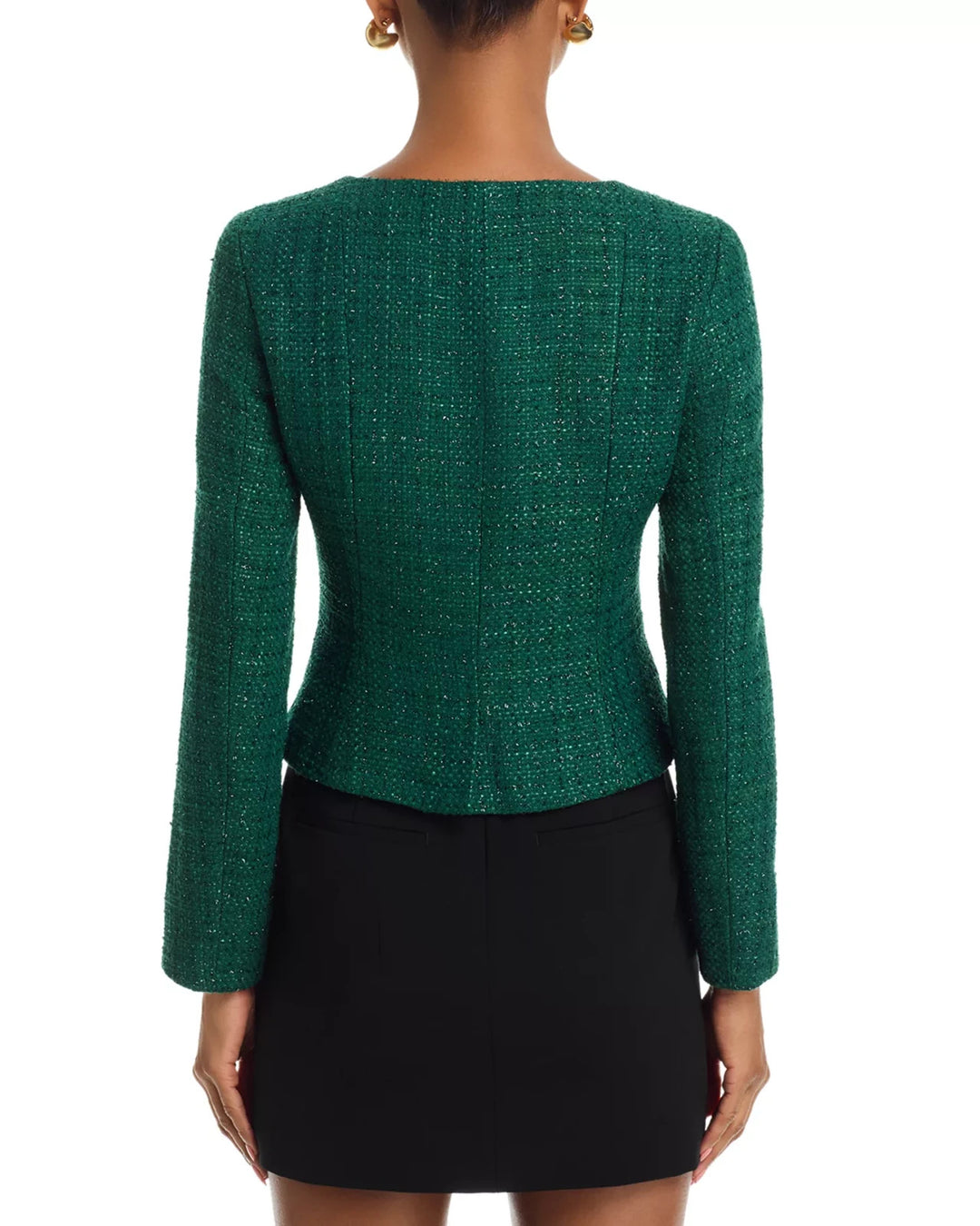 FRENCH CONNECTION Shante Shimmer Tweed Double Breasted Top MSRP $138