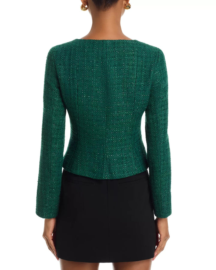 FRENCH CONNECTION Shante Shimmer Tweed Double Breasted Top MSRP $138