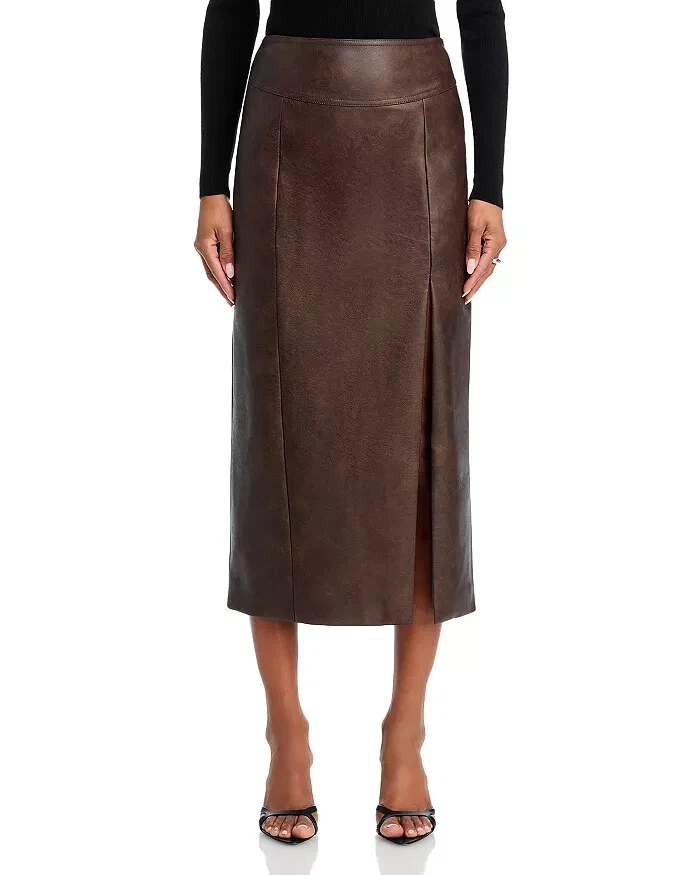 Bardot Dante Faux Leather Midi Skirt MSRP $99