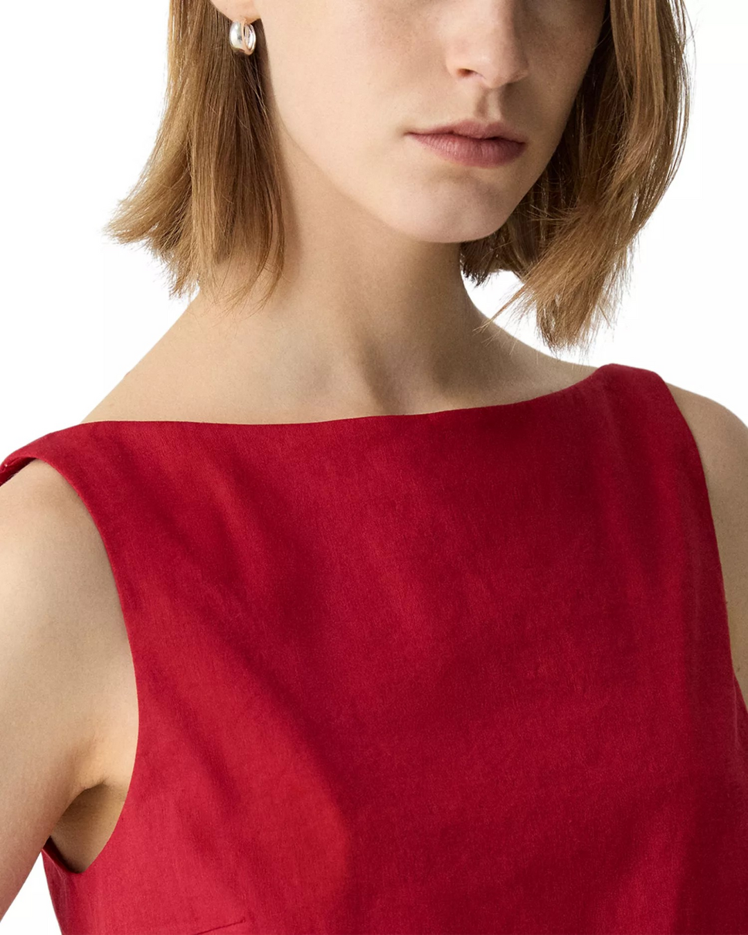 Theory Bateau Neck Linen Cropped Top MSRP $225