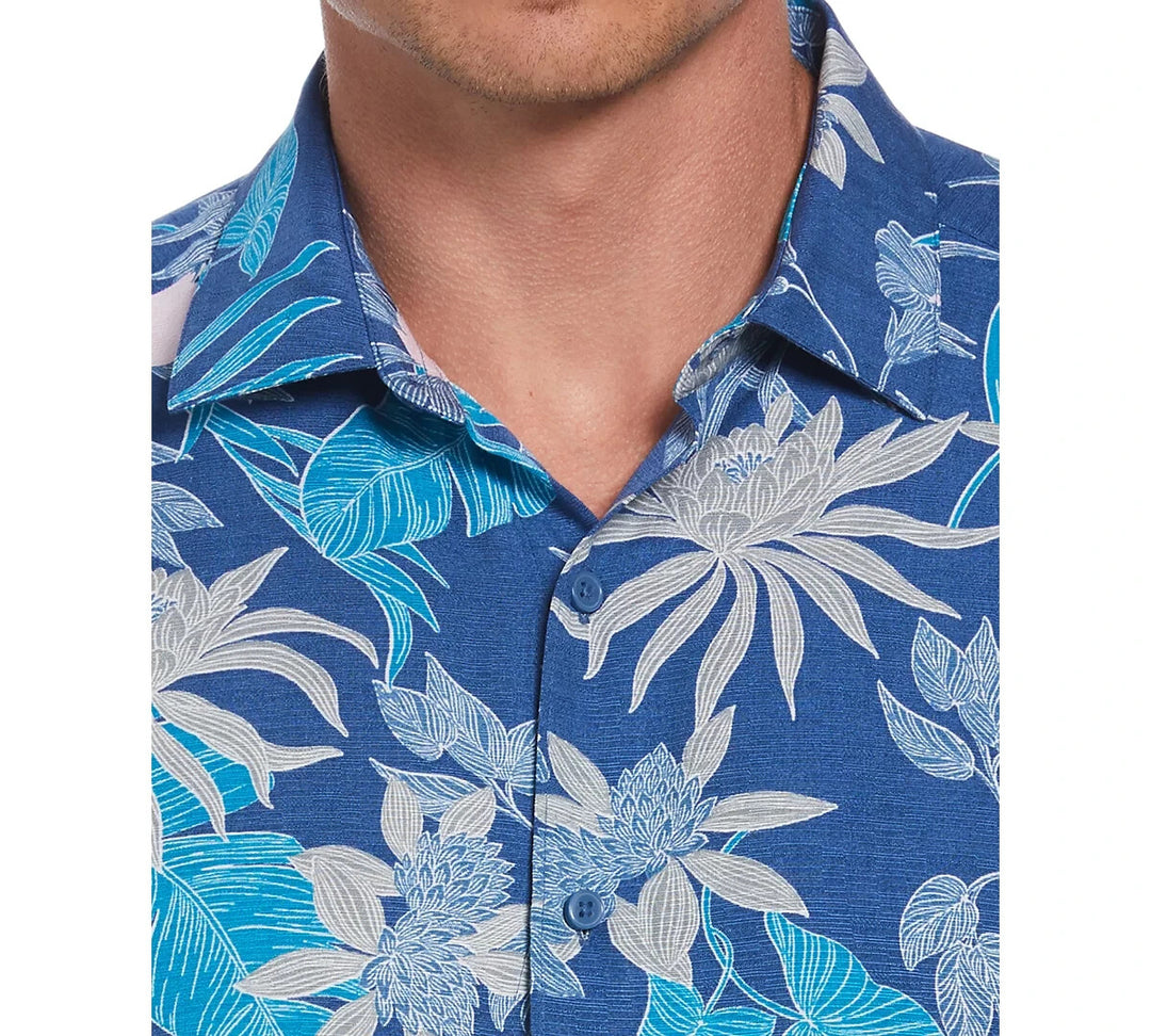 Cubavera Short Sleeve Button-Front Botanical Print Shirt MSRP $80