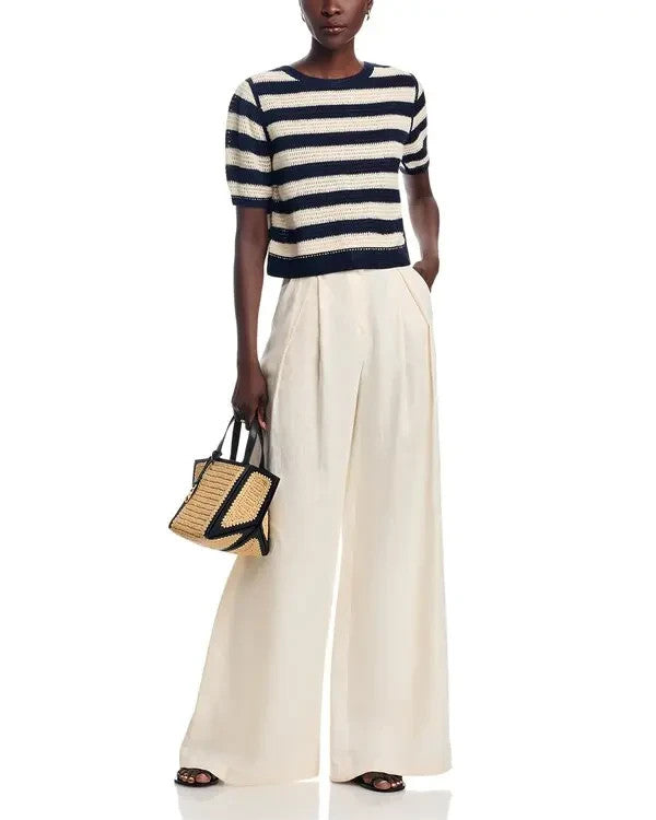 Sioni Striped Short Sleeve Pullover Sweater MSRP $128