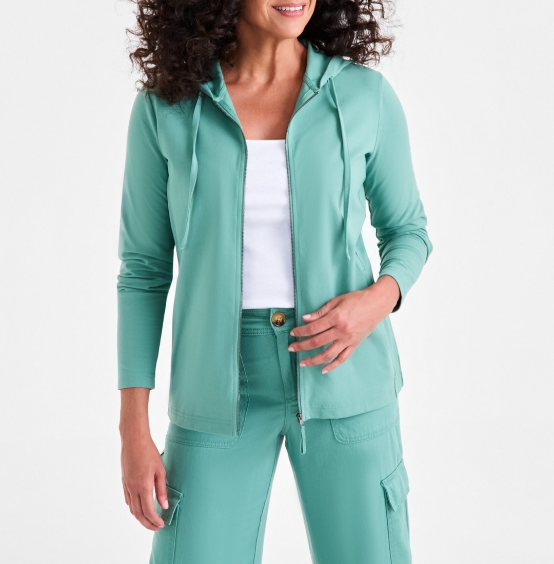 Style & Co Zip-Front Long-Sleeve Hoodie MSRP $39.99