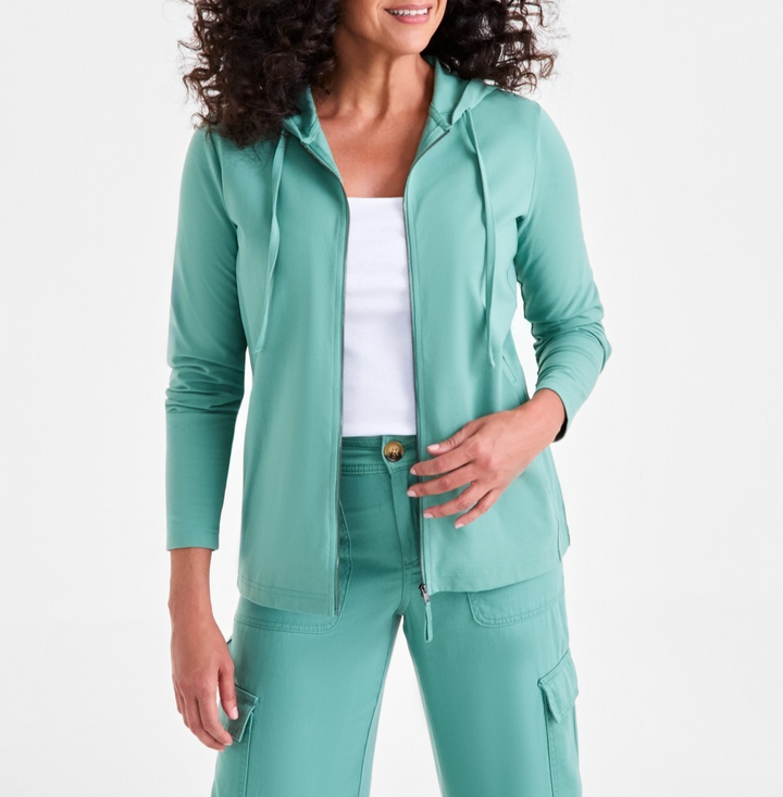Style & Co Zip-Front Long-Sleeve Hoodie MSRP $39.99