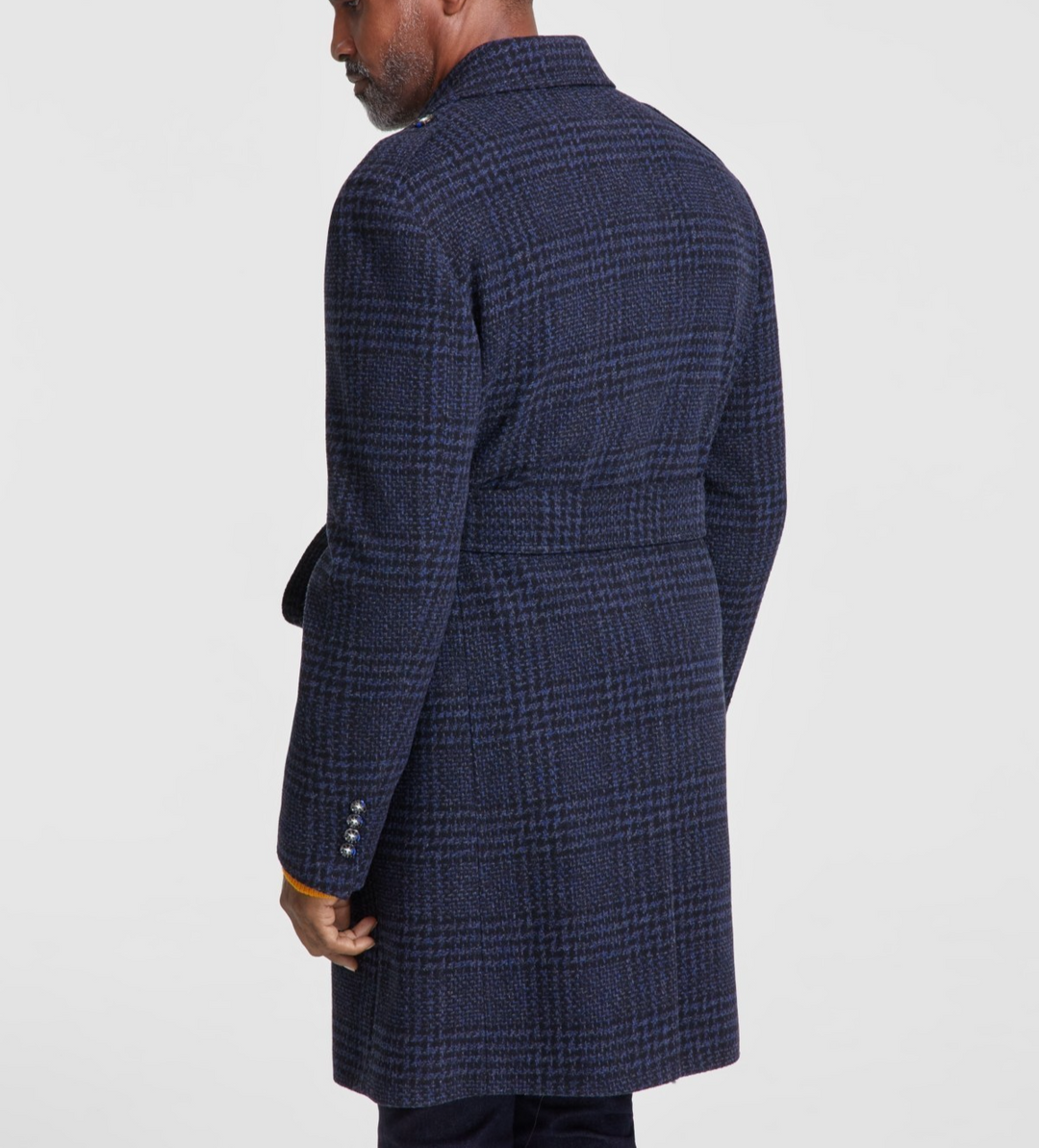 Tayion Collection Men's Classic-Fit Plaid Overcoat MSRP $495