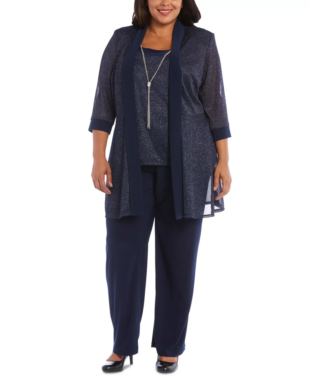 R & M Richards Plus Size Open Front Jacket, Top and Pants MSRP $149