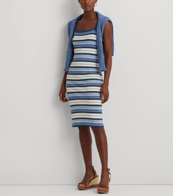 LAUREN Ralph Lauren Striped Tank Dress MSRP $165
